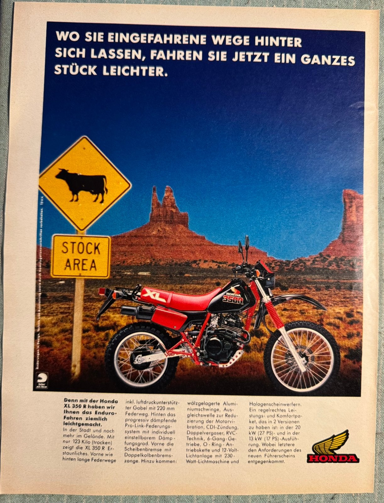 Advertentie Honda XL350R, Verzamelen, Verzenden, Zo goed als nieuw, Motoren