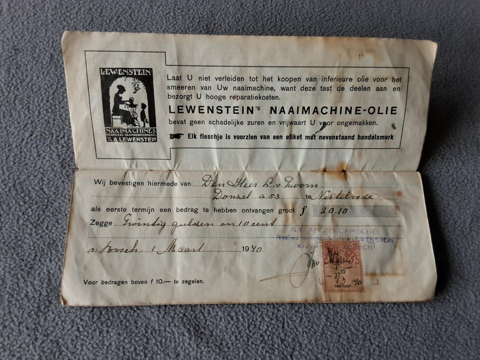 Lewestein naaimachine boekje, Antiek en Kunst, Ophalen of Verzenden