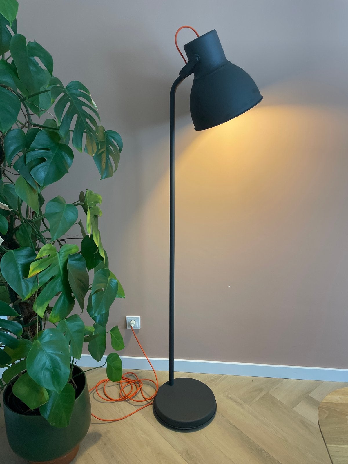 IKEA Hektar stalamp met custom oranje koord, Ophalen, Gebruikt, E27 (groot), Metaal