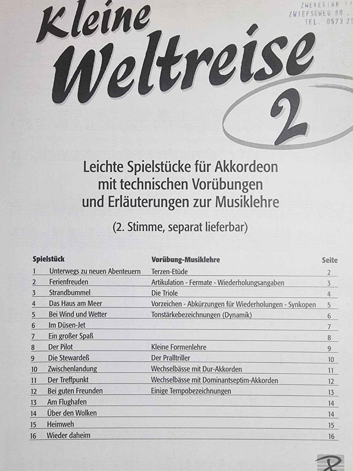 Kleine Weltreise 2 - Accordeon speelboek Div36, Verzenden, Zo goed als nieuw, Thema, Populair