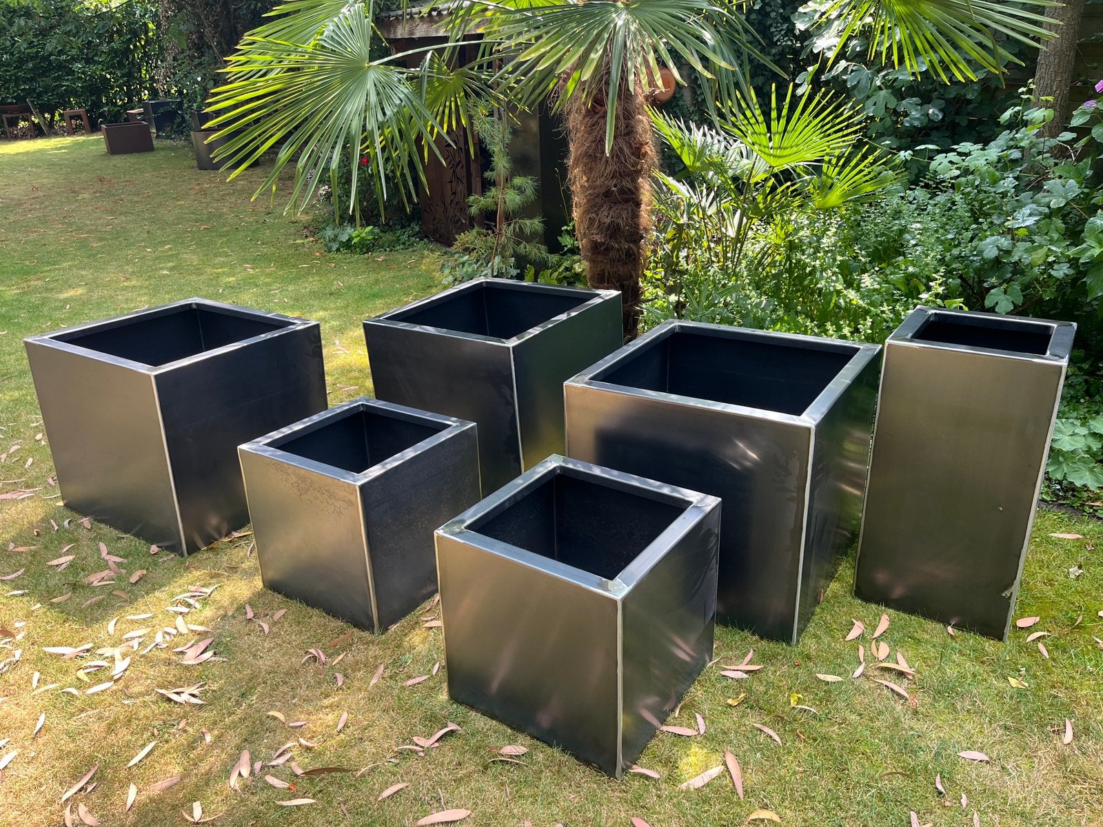 Cortenstaal plantenbakken, Tuin en Terras, Bloembakken en Plantenbakken, Zo goed als nieuw, Metaal, 60 cm of meer, Vierkant, Ophalen
