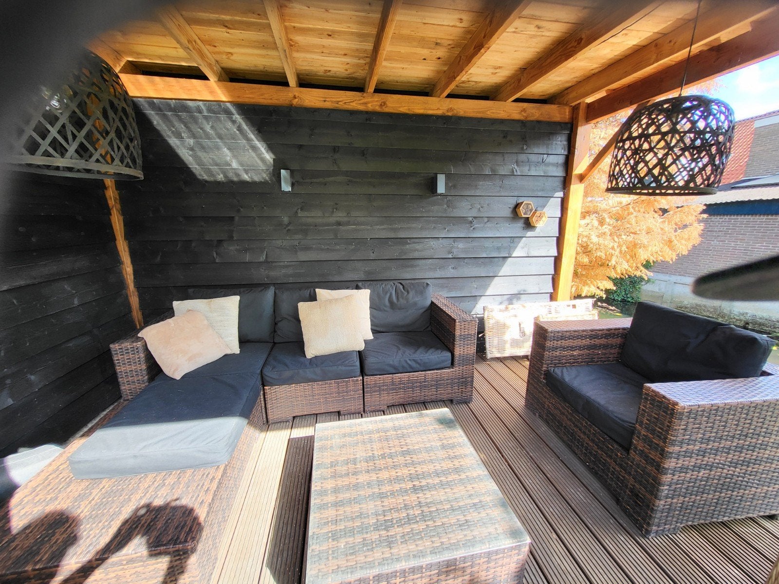 Wicker Loungeset met Flexibel Loungedeel, Tafel en Fauteuil, Tuin en Terras, Ophalen, 5 zitplaatsen, Gebruikt, Bank