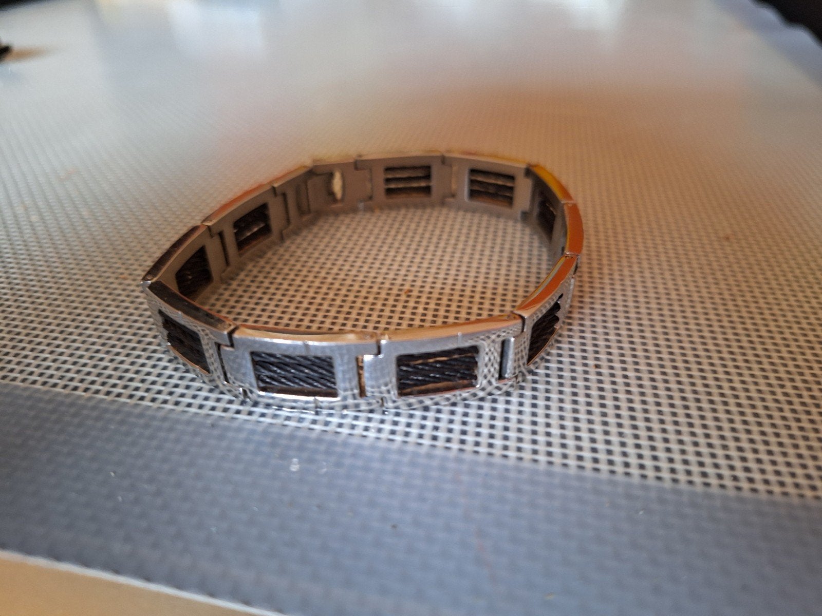 Stalen Herenarmband met Neopreen Schakels, Sieraden, Tassen en Uiterlijk, Armbanden, Ophalen of Verzenden, Zilver, Staal