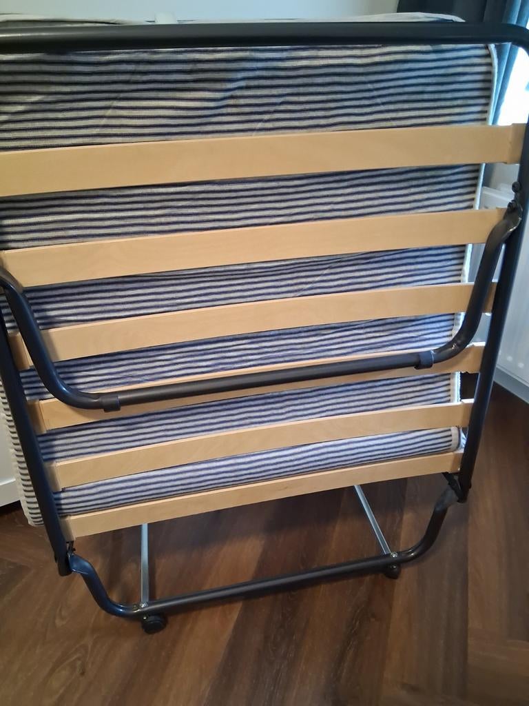 Inklapbaar logeerbed 190x80cm met matras, Ophalen, Eenpersoons, Zwart, 190 cm of minder