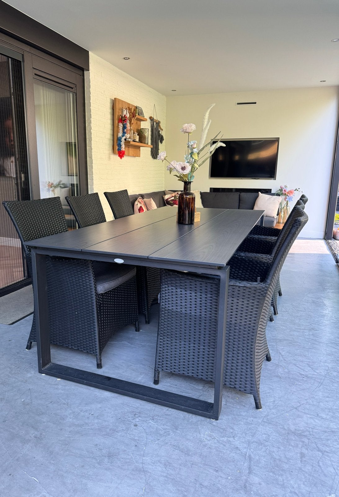 Eettafel tuin met 6 stoelen - Zo goed als nieuw, Ophalen, Zo goed als nieuw, Rechthoekig, Kunststof