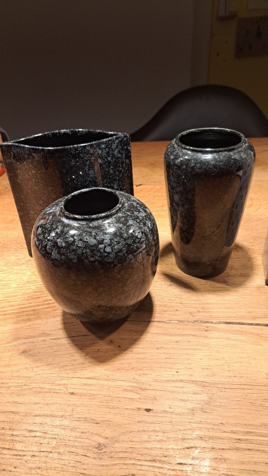 Set van 3 decoratieve vazen, zwart/grijs gespikkeld, Ophalen