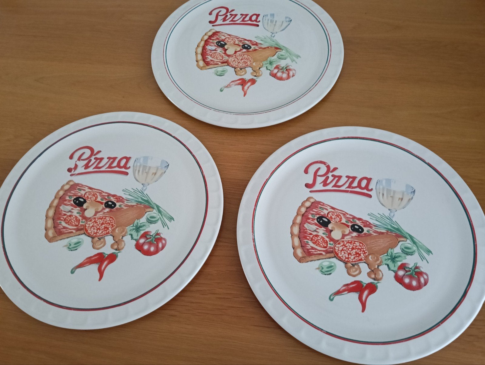 3x  Pizza Borden - Italiaanse Stijl, Gebruikt, Keramiek, Vintage, Ophalen of Verzenden