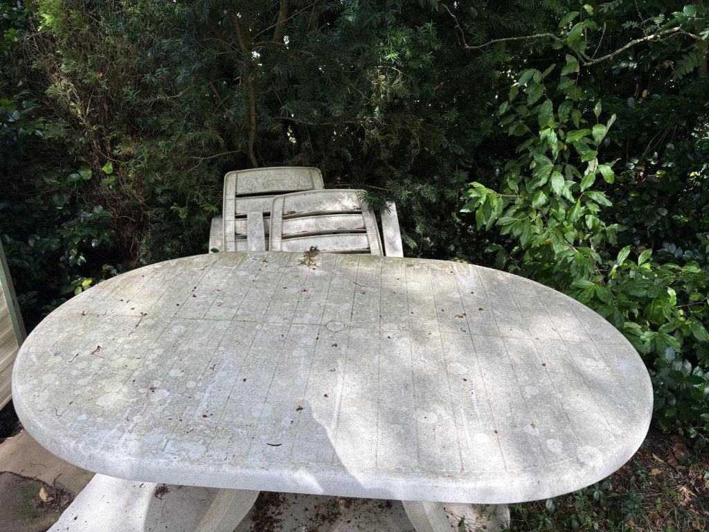 In Lemelerveld; tuintafel en 2 stoelen Hartman gratis, Ophalen, Gebruikt, Ovaal, Kunststof