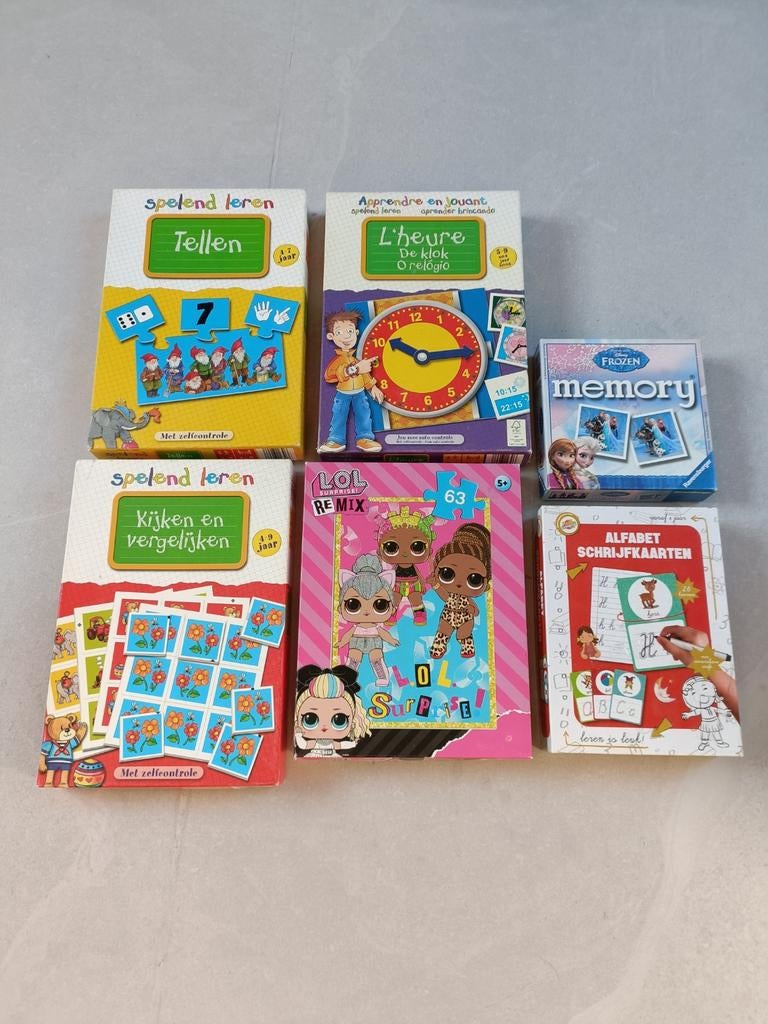Educatieve spelletjes en puzzels (6 stuks), Ophalen of Verzenden, Minder dan 500 stukjes, Gebruikt, Legpuzzel