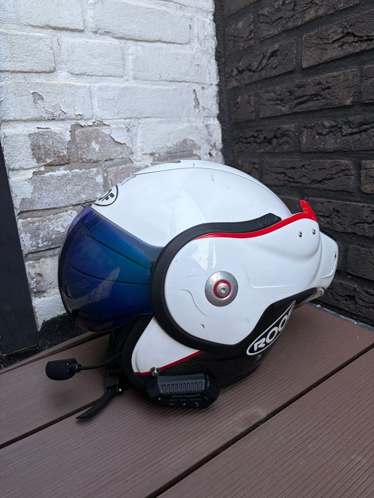 ROOF Boxxer Carbon Fiber - Wit/Zwart, Fietsen en Brommers, Brommerhelmen, Ophalen of Verzenden