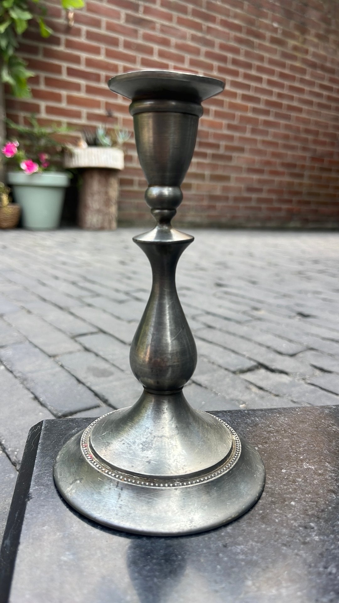 Vintage Tinnen Kandelaar – KMD Royal Holland  (Daalderop), Antiek en Kunst, Ophalen of Verzenden, Overige materialen