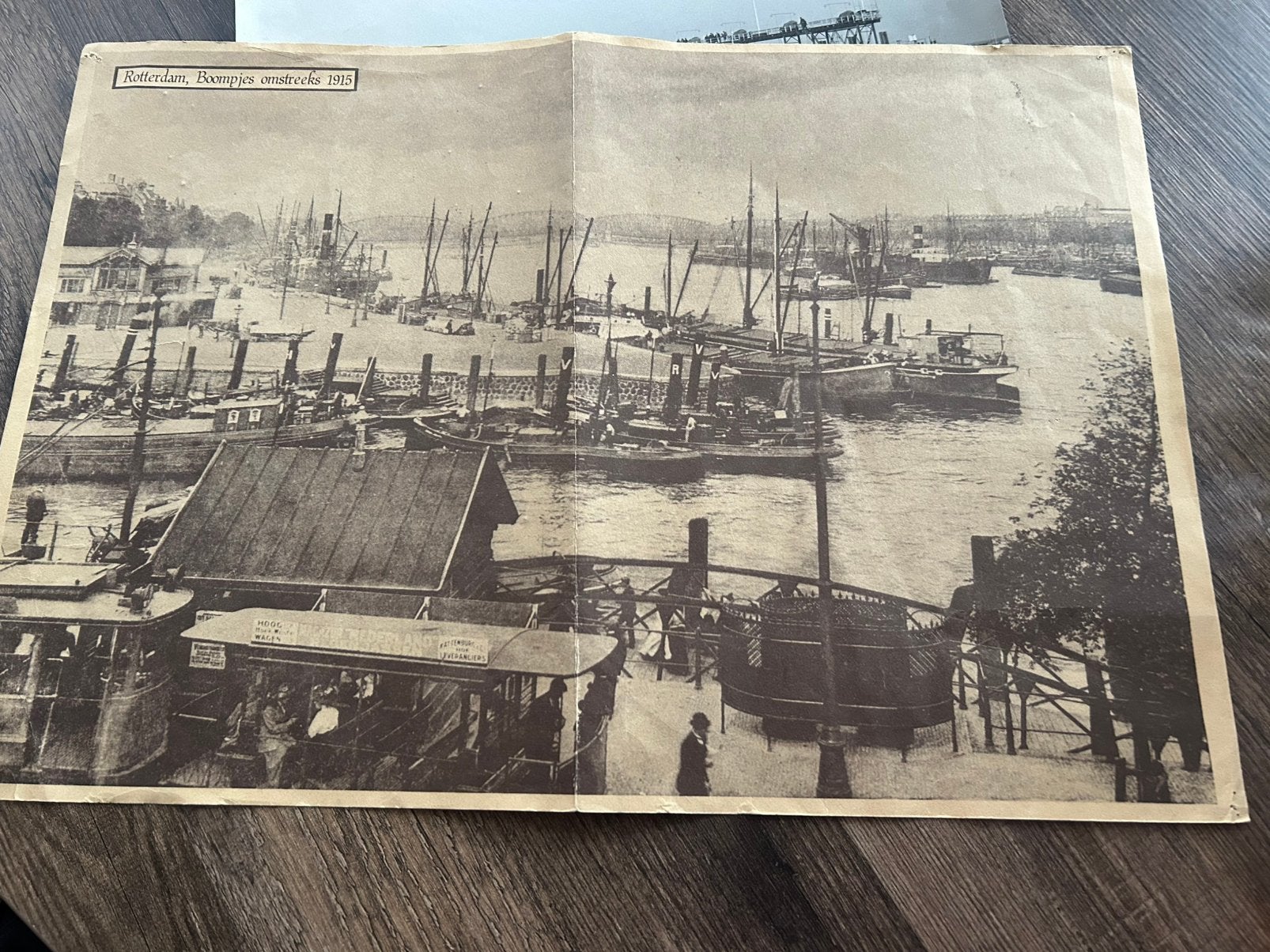 Historische prent rotterdam de Boompjes 1915, Ophalen of Verzenden, Voor 1940, Gebruikt, Overige onderwerpen