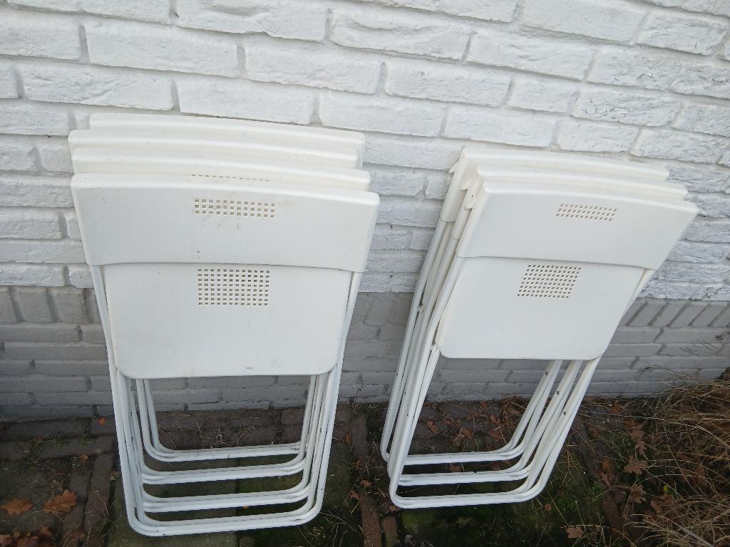 set klapstoeltjes klapstoeltje metaal/kunststof 7 stuks, Tuin en Terras, Ophalen, Gebruikt, Kunststof, Inklapbaar