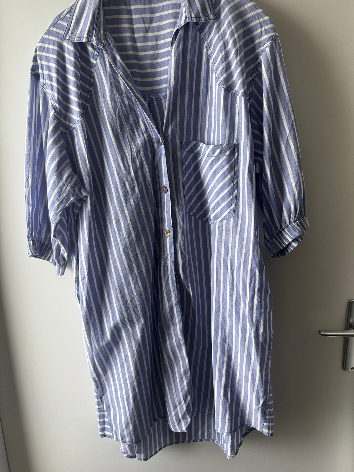 Zara Blouse Jurk Blauw Wit Gestreept Maat L, Blauw, Maat 42/44 (L), Ophalen of Verzenden, Gedragen