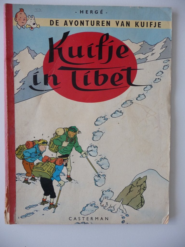 Stripboek KUIFJE - IN TIBET - rood linnen rug, 1966, Eén stripboek, Ophalen of Verzenden, Gelezen