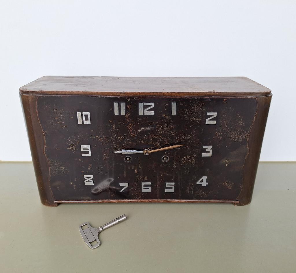 vintage antieke Amsterdamse school stijl mantel penduleklok, Ophalen of Verzenden