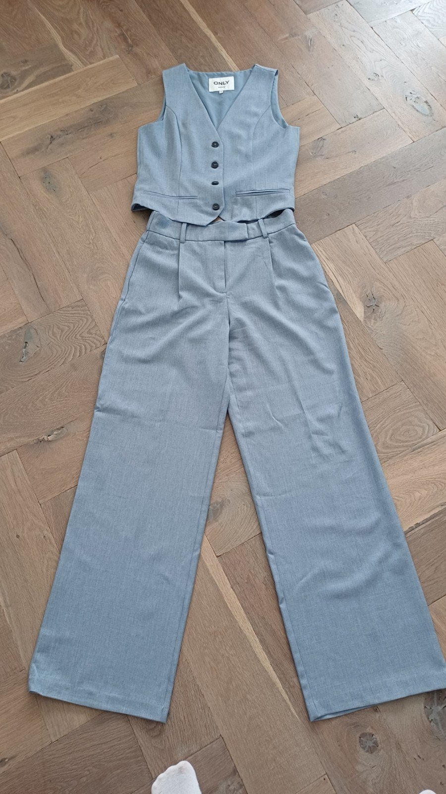Lichtblauwe broek en gilet set - Maat 38, Maat 38/40 (M), Blauw, Ophalen of Verzenden, ONLY