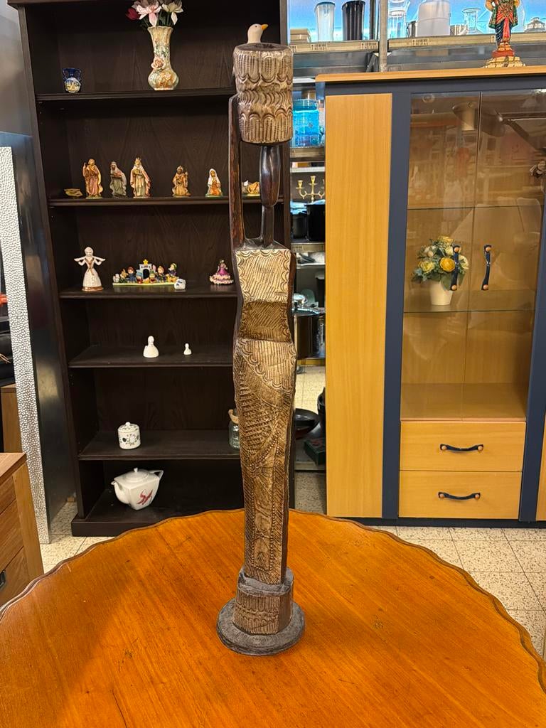Unieke handgesneden houten sculptuur - Afrikaanse stijl, Ophalen, Overige onderwerpen, 50 - 100 cm, Handgemaakt