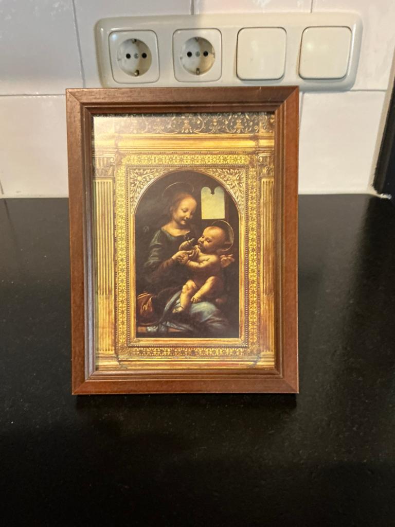 Religieuze Prent 🍀 van Maria  ingelijst, Antiek en Kunst, Antiek | Religie, Ophalen of Verzenden