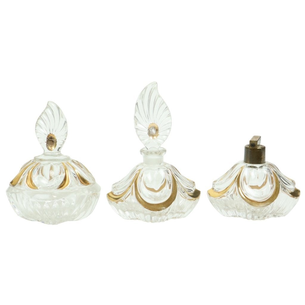 Vintage Fischer Kristal Art Deco Parfumset Boudoir 1950s, Ophalen of Verzenden