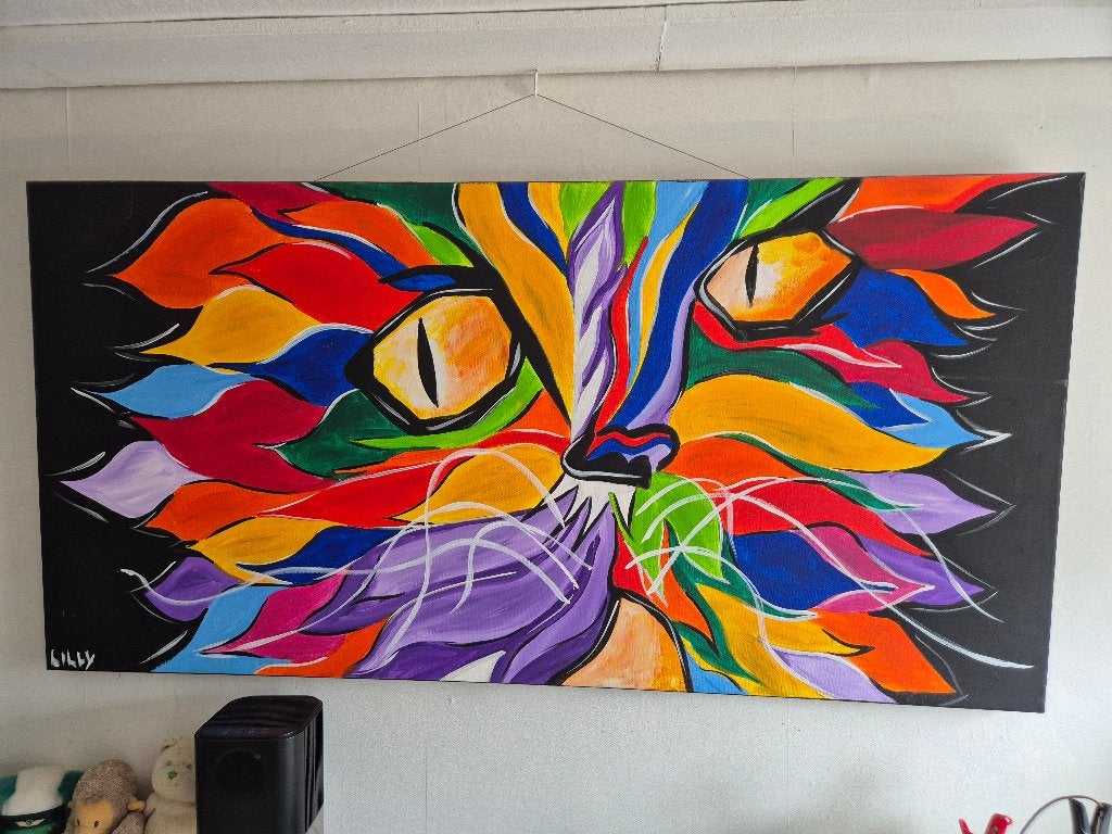 originele Lilly schilderij, Ophalen, Textiel, Handgeschilderd, Dieren