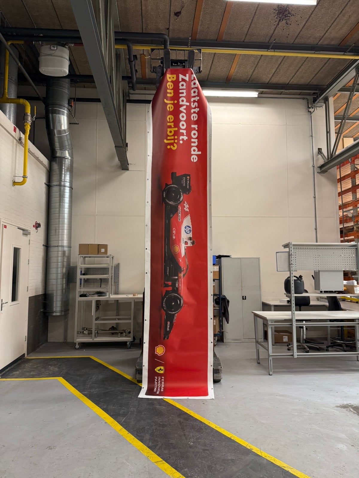 Shell Ferrari promotie banner/spandoek Zandvoort 5x1 meter, Deurposter of groter, Rechthoekig Liggend, Ophalen of Verzenden, Zo goed als nieuw