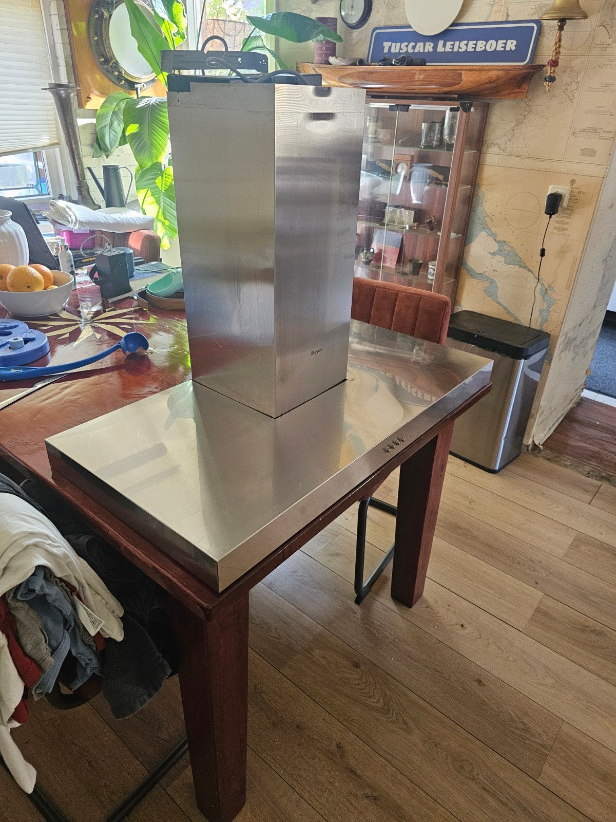 Whirlpool afzuigkap 90 cm breed - RVS, Ophalen, Gebruikt, Vrijstaand, Wandschouwkap