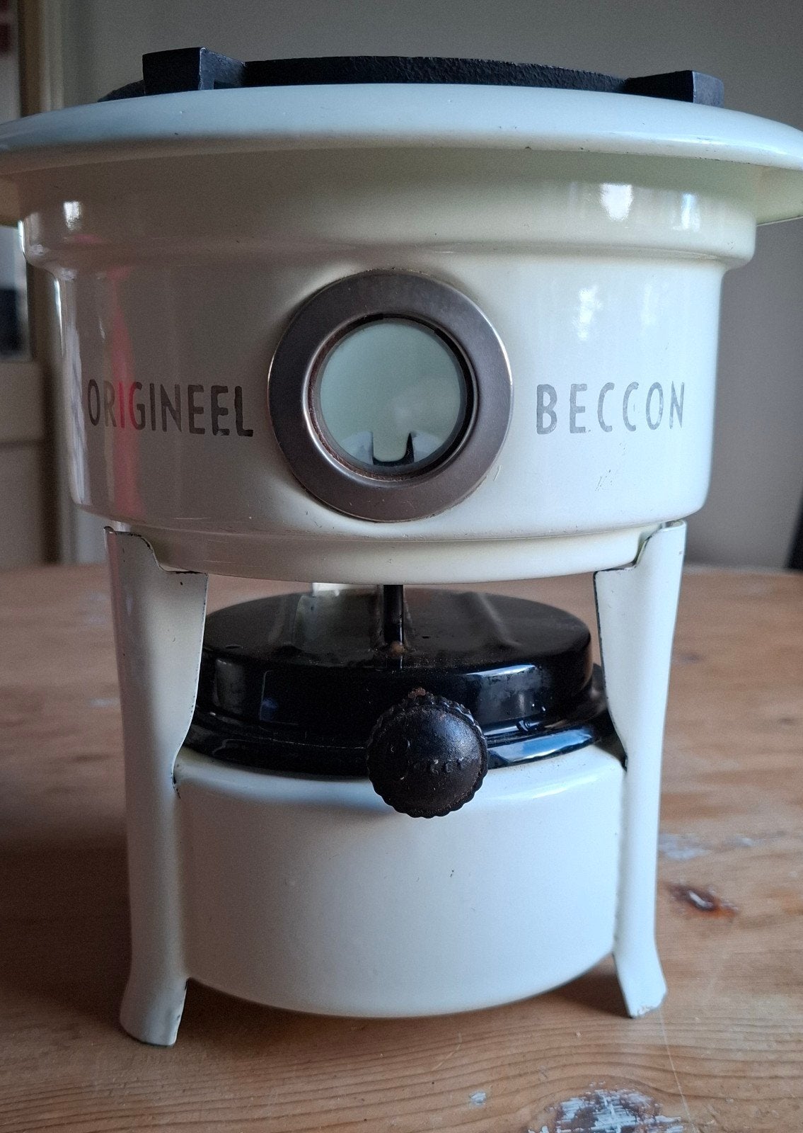 Vintage Petroleumstel 'Origineel Beccon' - Crème, Ophalen of Verzenden