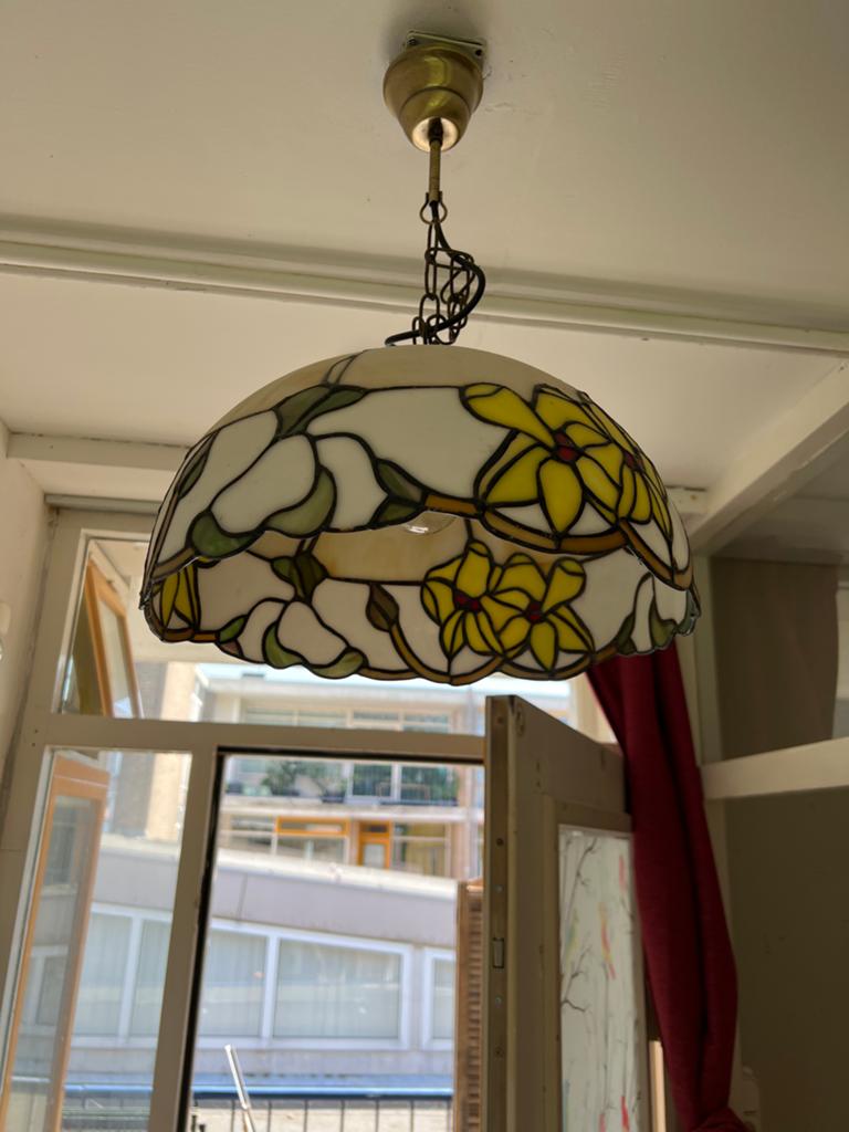 Tiffany Stijl Hanglamp met Gele Bloemen - Twee Maten Beschik, Ophalen