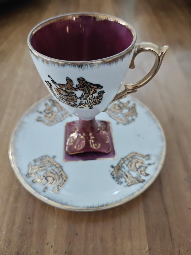 Antiek Frans Art Deco Treves porselein kop en schotel c 1930, Antiek en Kunst, Ophalen of Verzenden
