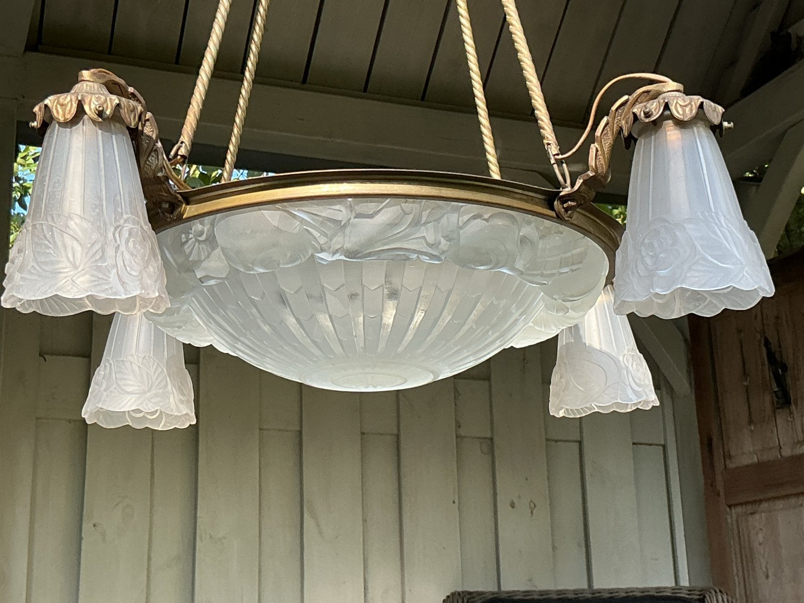 Prachtige Art Deco Luster met Kwalitatief Glaswerk, Ophalen of Verzenden