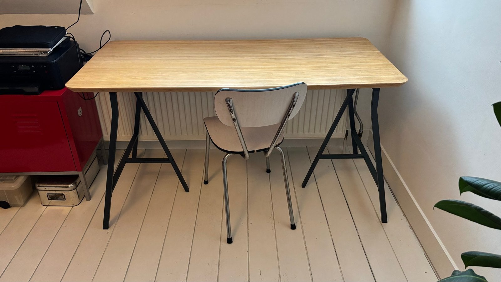 IKEA ANFALLARE Tafelblad (bamboe) met schragen, Ophalen, Demontabel, Gebruikt, Hout