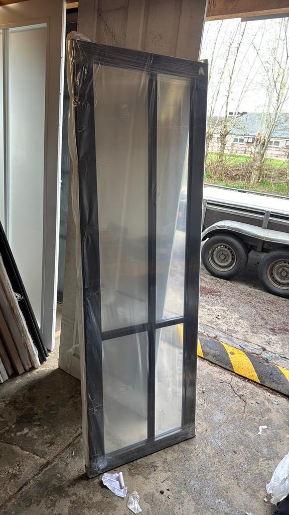 Opdek steellook deur 63x201.5 cm linkshang blsnk glas nr 395