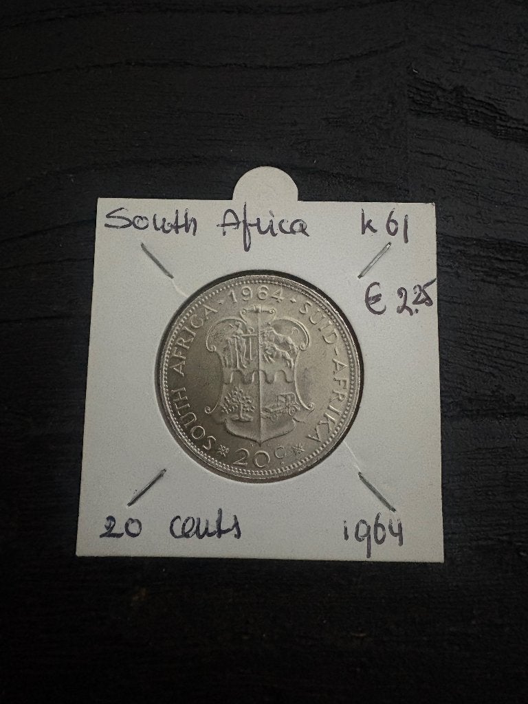 Zilveren 20 Cents Zuid-Afrika 1964 (Jan van Riebeeck, Ophalen of Verzenden, Zuid-Afrika, Losse munt, Zilver