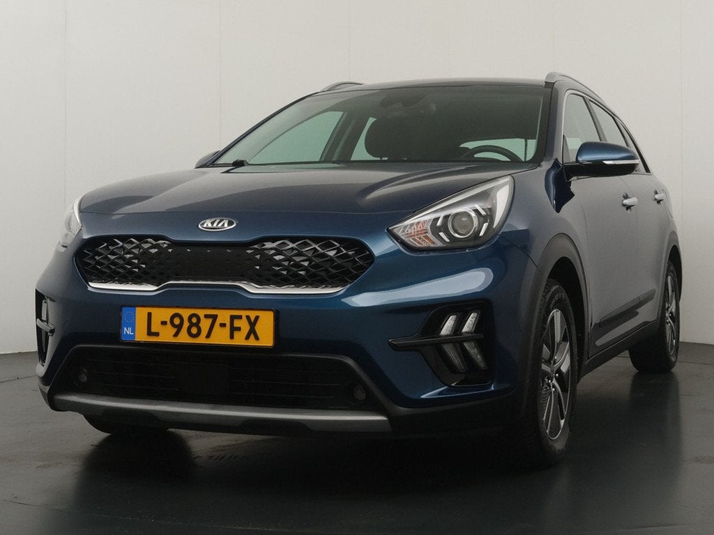 Kia Niro 1.6 GDi Hybrid DynamicLine - Trekhaak - Cruise Cont, Auto's, Kia, 12 maanden, Gebruikt, Blauw, Leder en Stof