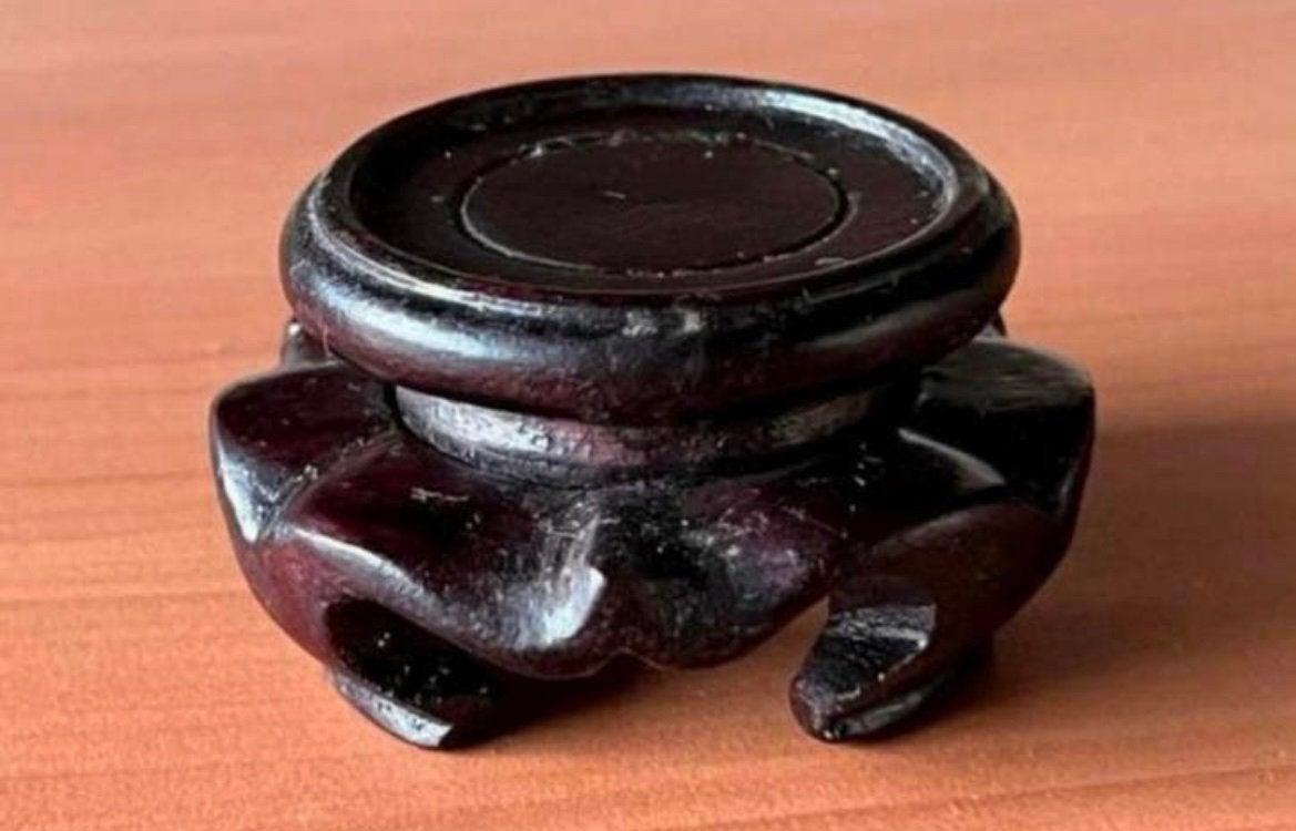 Bonsai Mame tafeltje rond rood-bruin gelakt hout 6x3,4, Overige materialen, Rond, Ophalen of Verzenden, Zo goed als nieuw