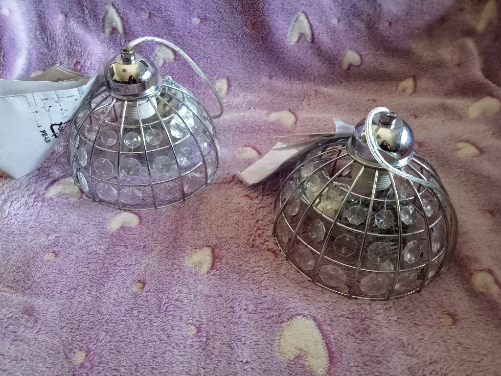 NIEUW 2 X HANGLAMP METAAL DIAMANTEN, Ophalen, Nieuw, Glas, BROCANT MODERN