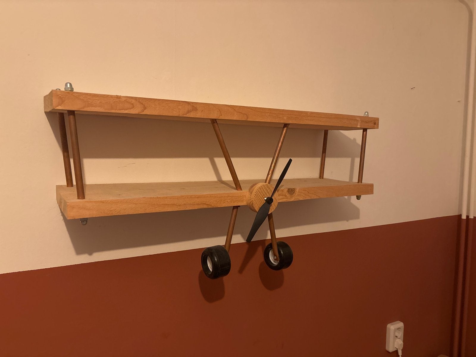 Houten Vliegtuig Boekenplank - Kinderkamer Decoratie, Ophalen, Zo goed als nieuw