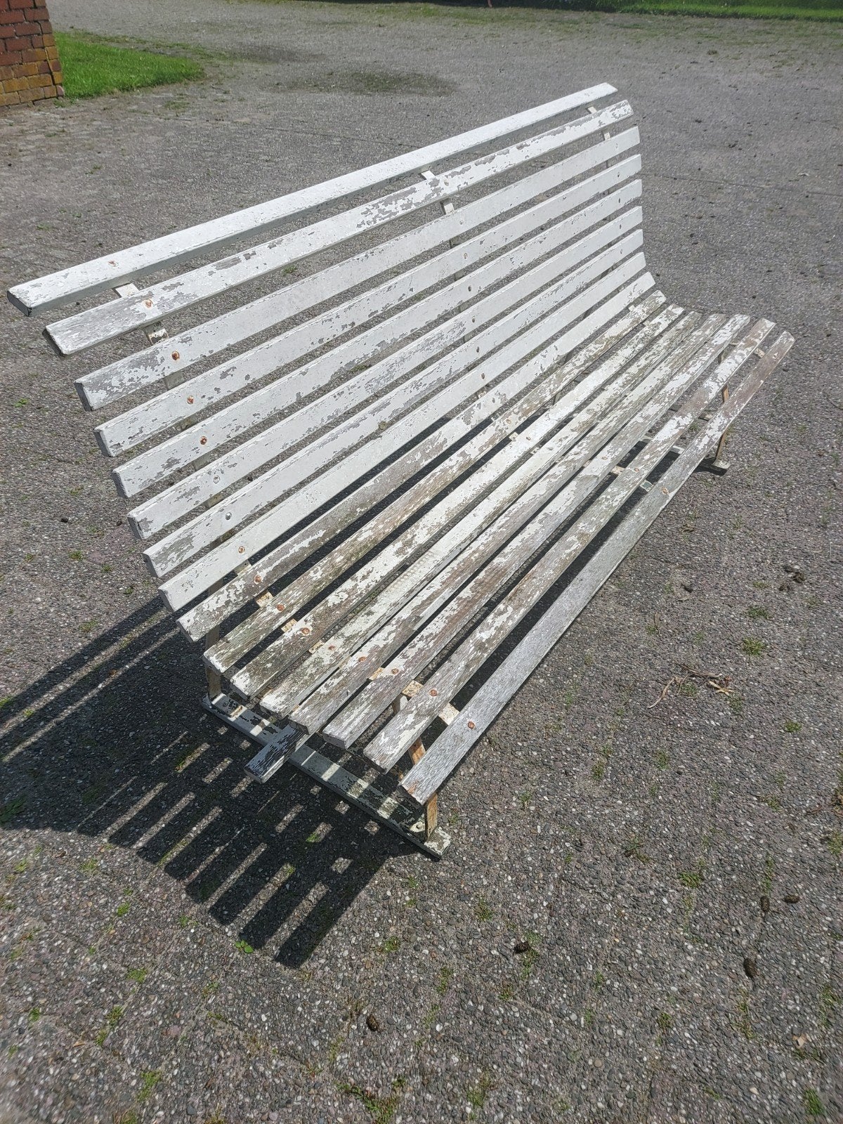 Tuinbank met hardhouten latten met een beetje werk, Ophalen, Gebruikt