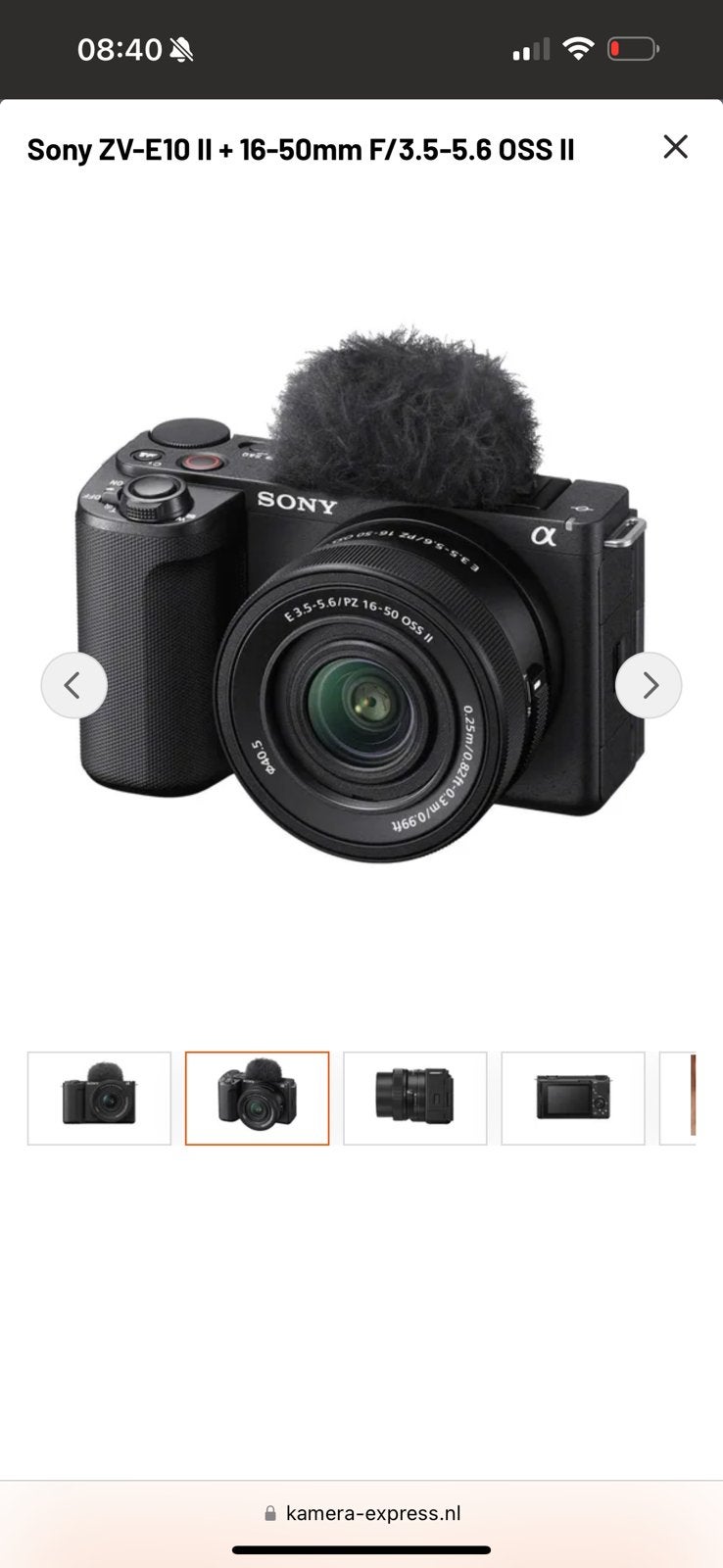 Sony ZV-e10 ii 2, Ophalen of Verzenden, Zo goed als nieuw, Sony, Geen optische zoom