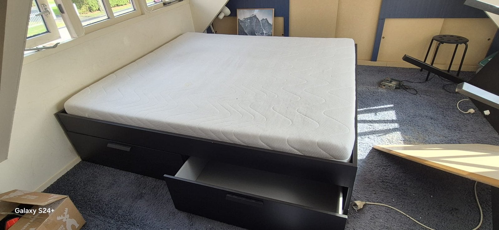 IKEA Brimnes bed zwart 180 x 200, Ophalen, Gebruikt, Zwart, Tweepersoons