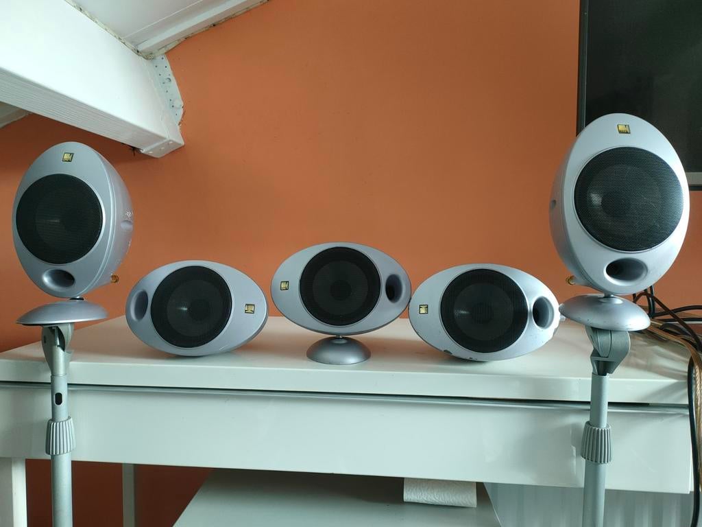 Kef HTS2001 SP3327 5 stuks technisch perfect!, Gebruikt, 60 tot 120 watt, Front, Rear of Stereo speakers, Ophalen