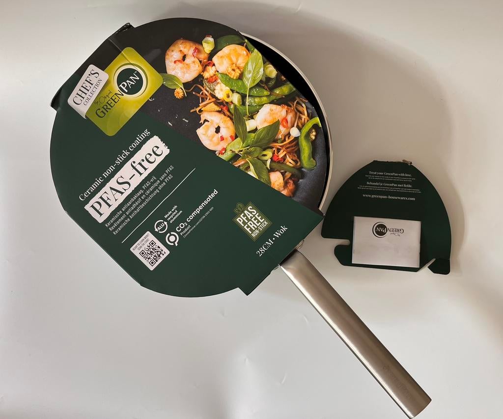 GreenPan Chef’s Collection wok 28cm, Huis en Inrichting, Keuken | Potten en Pannen, Ophalen of Verzenden, Zo goed als nieuw