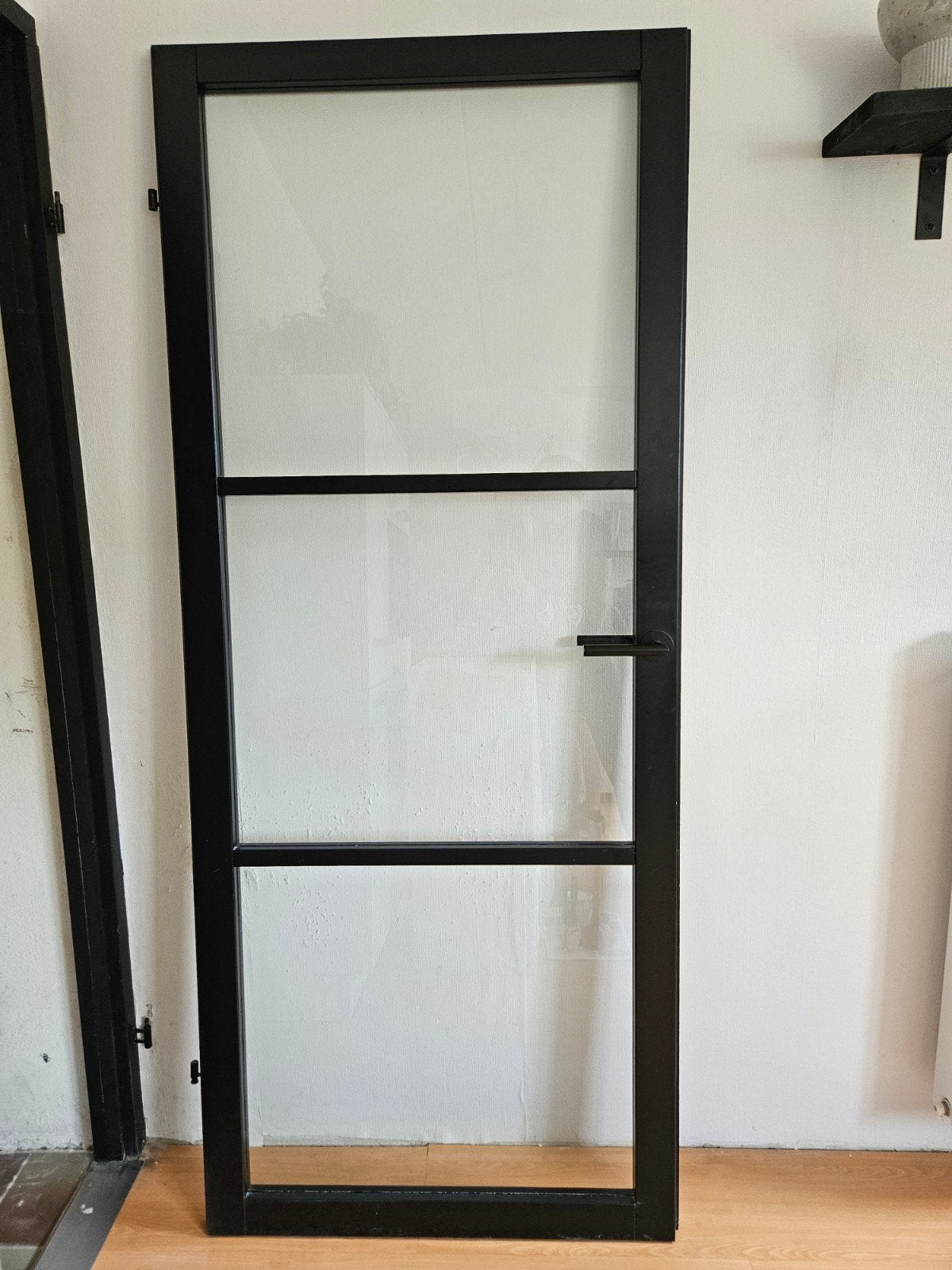 Zwarte binnendeur met glas 83x201,5 cm, Ophalen, Glas, Binnendeur, 200 tot 215 cm
