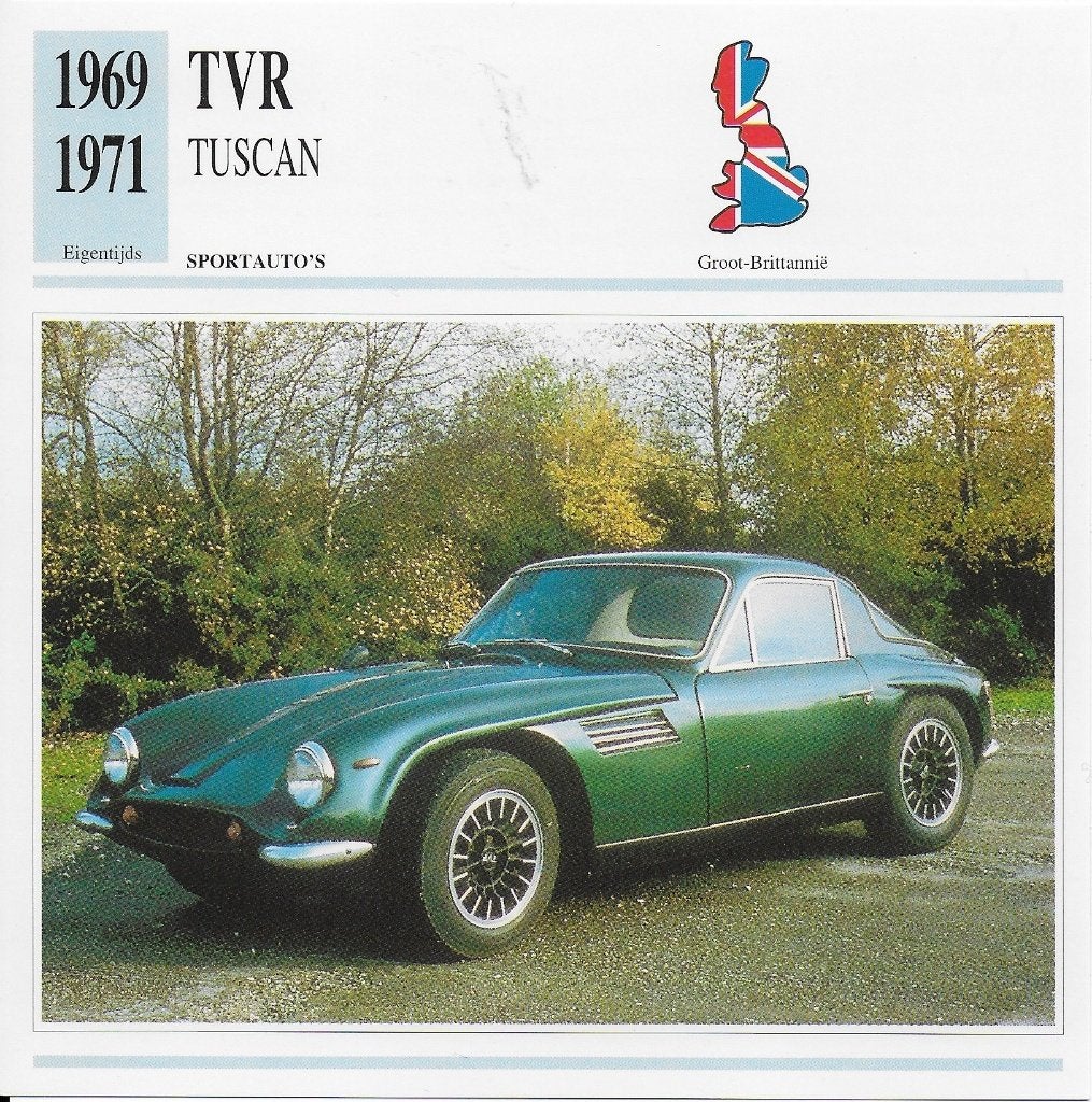 Ma910 autokaart tvr tuscan ( 1969 - 1971 ), Ophalen of Verzenden, Zo goed als nieuw, Auto's