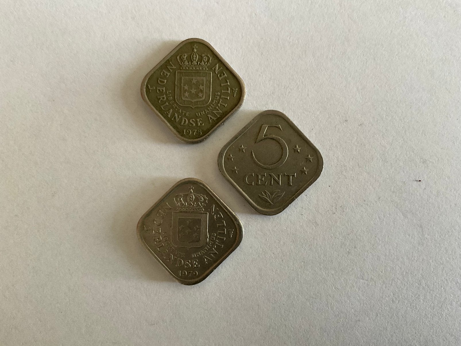 5 CENT NEDERLANDSE ANTILLEN 3 STUKS 1975-1979, Ophalen of Verzenden