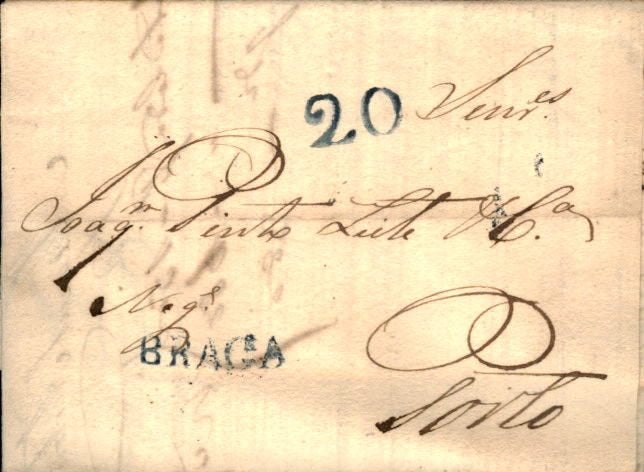Portugal - Porto - Braga - brief - 1839, Verzenden, Brief