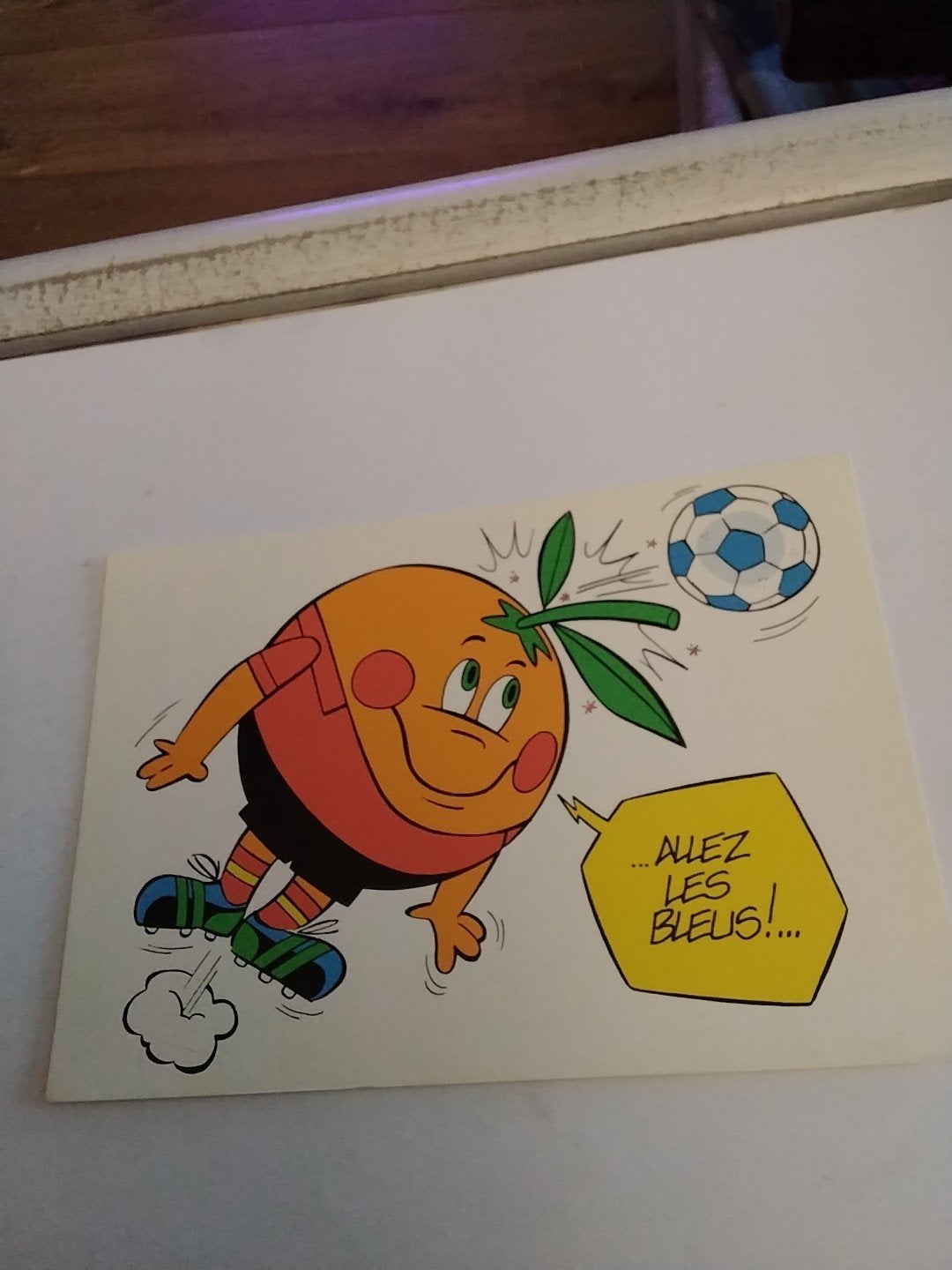 Vintage Ansichtkaart Mascotte Oranje Voetbal Frankrijk, Ophalen of Verzenden