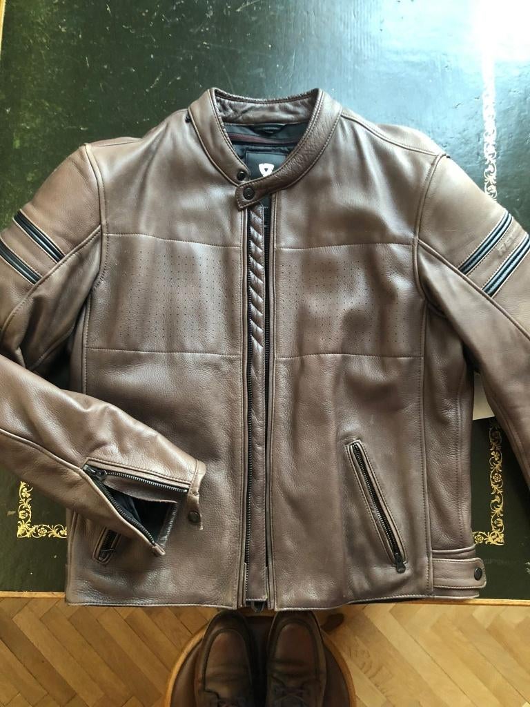 Rivit Rev'it STRIDE Retro Brown Leather Motorcycle Jacket, Ophalen, REV'IT!, Heren, Jas | leer