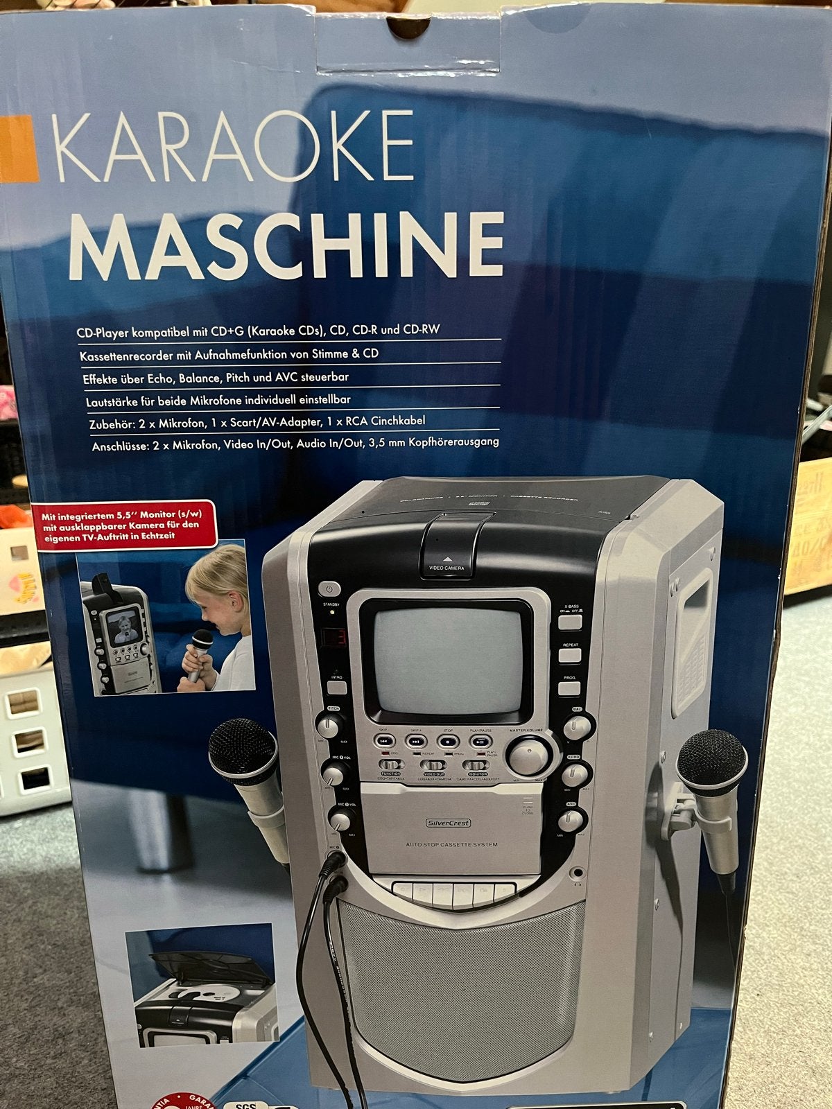 Silvercrest Karaoke Set - Compleet met Microfoons en Monitor, Ophalen, Zo goed als nieuw, Complete set